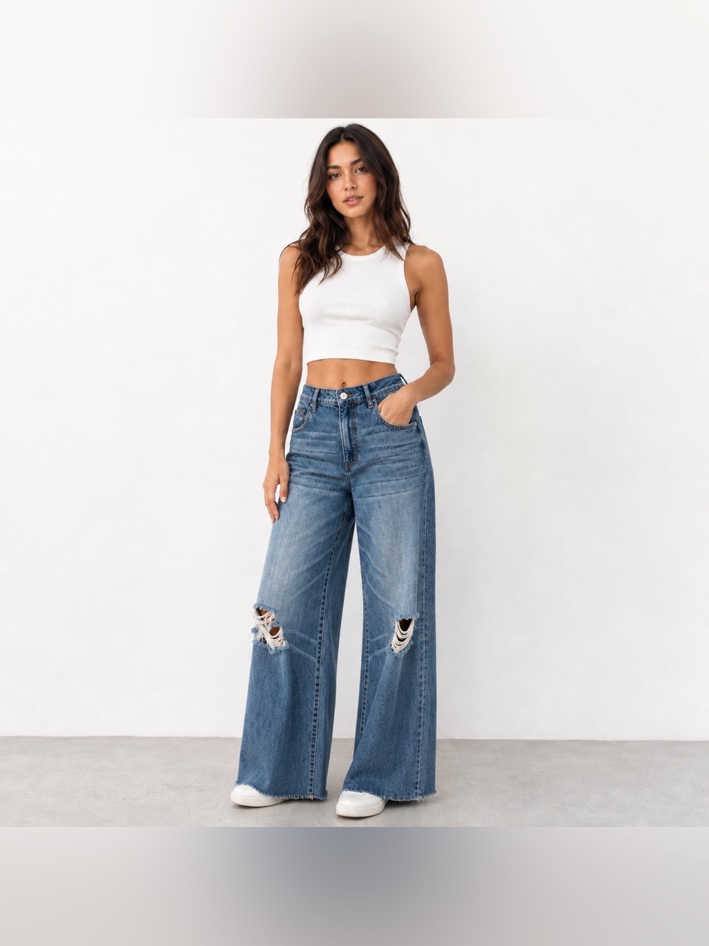 Hidden Nori High Rise Wide Leg Jeans Light Wash Distressed Denim Women’s SZ 31